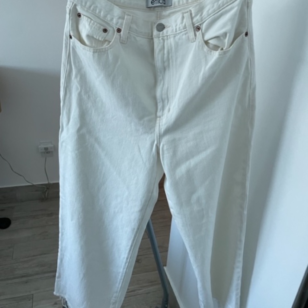 High Waist Wide Leg Raw Hem Etica Denim 29